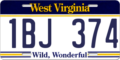 WV license plate 1BJ374