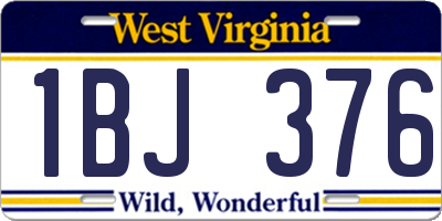 WV license plate 1BJ376