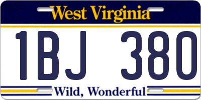 WV license plate 1BJ380