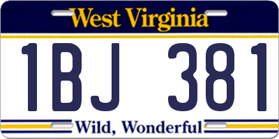 WV license plate 1BJ381