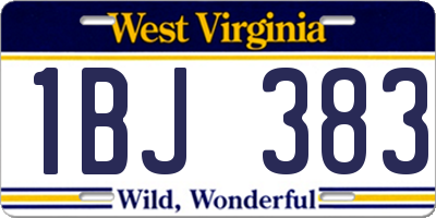 WV license plate 1BJ383