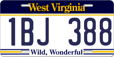 WV license plate 1BJ388