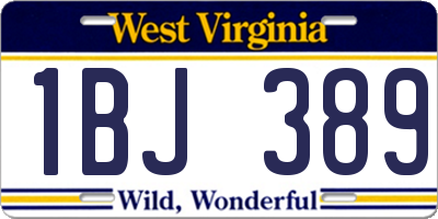 WV license plate 1BJ389