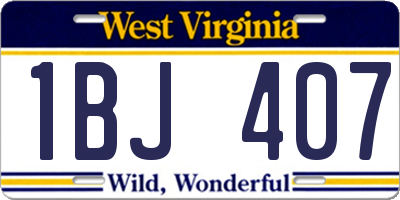 WV license plate 1BJ407