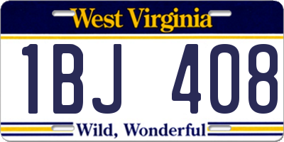 WV license plate 1BJ408