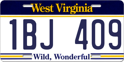 WV license plate 1BJ409