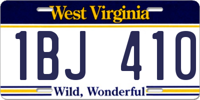 WV license plate 1BJ410