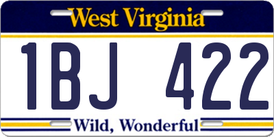 WV license plate 1BJ422