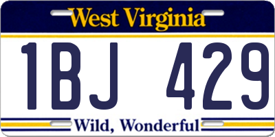 WV license plate 1BJ429