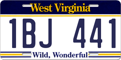 WV license plate 1BJ441