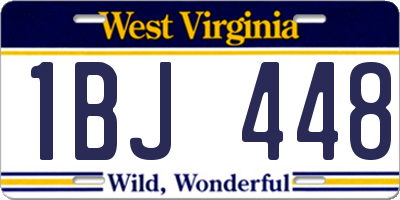 WV license plate 1BJ448
