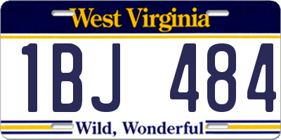 WV license plate 1BJ484