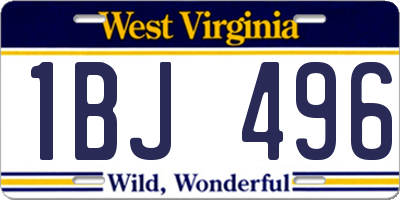 WV license plate 1BJ496