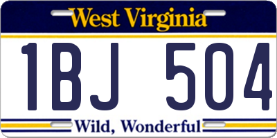 WV license plate 1BJ504