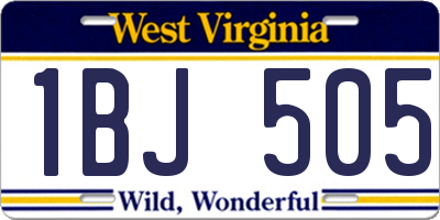 WV license plate 1BJ505