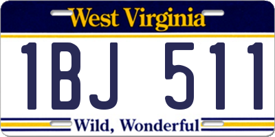 WV license plate 1BJ511