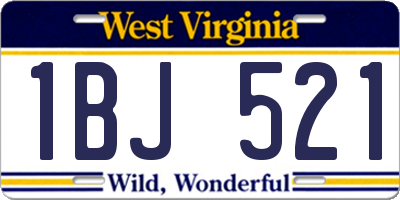 WV license plate 1BJ521