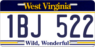 WV license plate 1BJ522