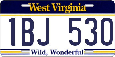 WV license plate 1BJ530