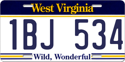 WV license plate 1BJ534