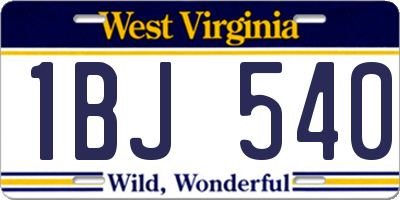 WV license plate 1BJ540