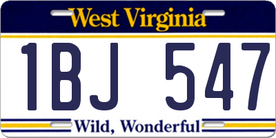 WV license plate 1BJ547