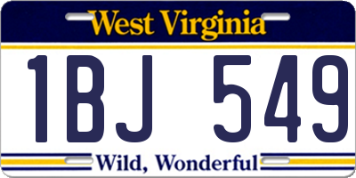 WV license plate 1BJ549