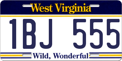 WV license plate 1BJ555