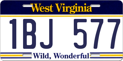 WV license plate 1BJ577
