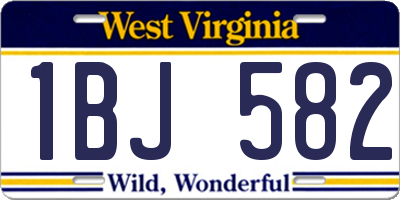 WV license plate 1BJ582