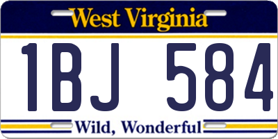 WV license plate 1BJ584