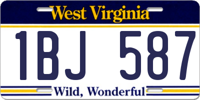 WV license plate 1BJ587