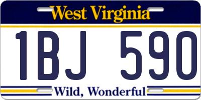 WV license plate 1BJ590