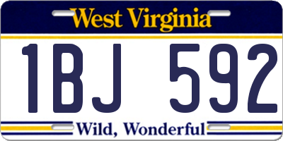 WV license plate 1BJ592