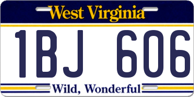 WV license plate 1BJ606