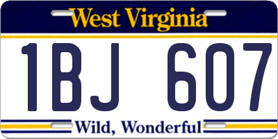 WV license plate 1BJ607