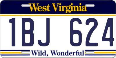 WV license plate 1BJ624