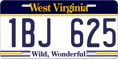 WV license plate 1BJ625