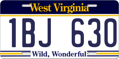 WV license plate 1BJ630