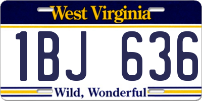 WV license plate 1BJ636