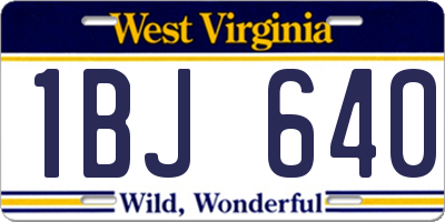 WV license plate 1BJ640