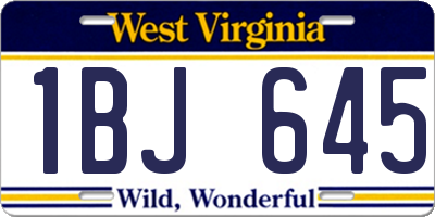 WV license plate 1BJ645