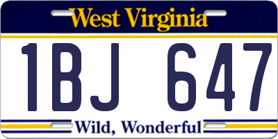 WV license plate 1BJ647