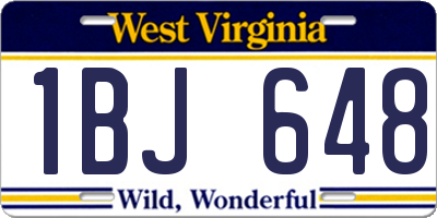 WV license plate 1BJ648