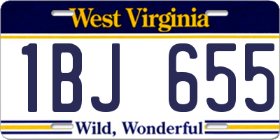 WV license plate 1BJ655