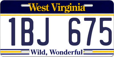 WV license plate 1BJ675