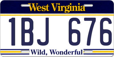 WV license plate 1BJ676
