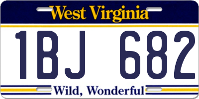 WV license plate 1BJ682