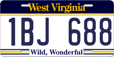 WV license plate 1BJ688