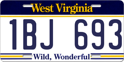 WV license plate 1BJ693